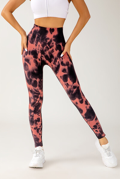 Õmblusteta kootud leegings Naiste lipsuga värvitud fitnesspüksid kõrge vöökohaga puusa tõstvad sukkpüksid väljas jooksmiseks elastsed õhukesed joogasäärised