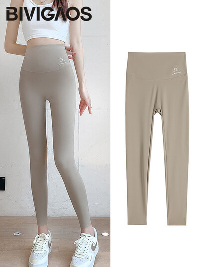 BIVIGAOS tavaszi nyár magas derékbetűs cápabőr leggings Stretch vékony alkalmi leggings Többszínű varrat nélküli sport leggings