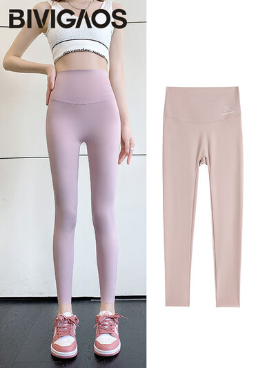 BIVIGAOS tavaszi nyár magas derékbetűs cápabőr leggings Stretch vékony alkalmi leggings Többszínű varrat nélküli sport leggings