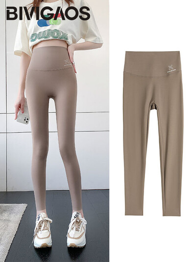 BIVIGAOS tavaszi nyár magas derékbetűs cápabőr leggings Stretch vékony alkalmi leggings Többszínű varrat nélküli sport leggings