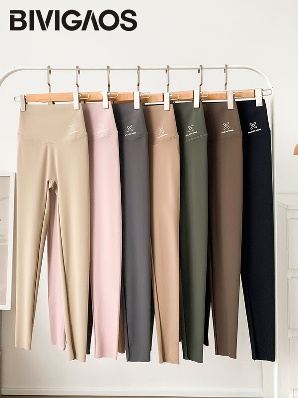 BIVIGAOS tavaszi nyár magas derékbetűs cápabőr leggings Stretch vékony alkalmi leggings Többszínű varrat nélküli sport leggings