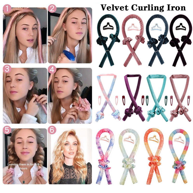 Tijele de ondulare fără căldură din catifea Bentite pentru păr Rolete de păr din mătase Bigudiuri Panglică Pachete umede și ondulate Instrumente pentru păr Flexi Formatoare de valuri