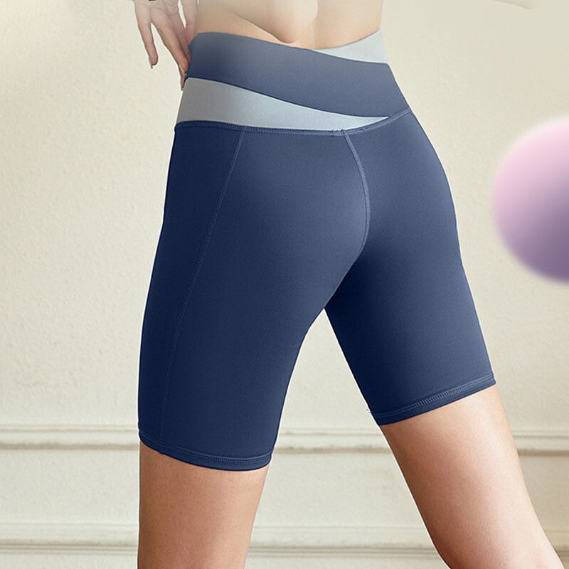 Pantaloni scurți încrucișați cu talie înaltă Pantaloni scurți de yoga pentru fitness, cu elasticitate ridicată, pentru antrenament, pantaloni de alergare la modă pentru femei