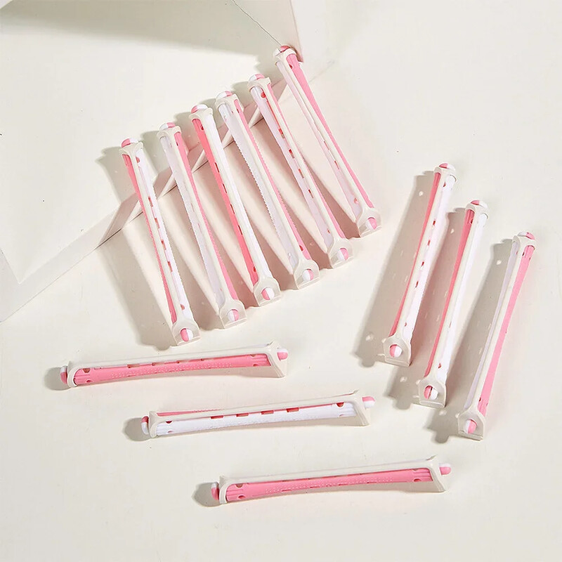 12 buc Tije pentru permanenta de par Role de ondulare a parului fara caldura Tije de permanenta Bigudiuri Tije cu val la rece flexibile pentru femei Par lung scurt