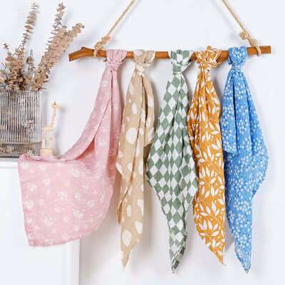 Elinfant 5 τεμάχια μπαμπού σαλιάρες από μουσελίνα για μωρά, μαλακή πετσέτα μπάνιου για μωρά, μαντήλι μαντίλι με σχέδιο μόδας, κουβέρτες κουβέρτες μουσελίνας από 100% βαμβάκι