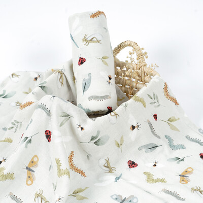 Σούπερ μαλακό μπαμπού, βαμβακερό μωρό με ψηφιακή εκτύπωση, πολύχρωμο μωρό μωρό κουβέρτα μουσελίνα 120*110 εκ.