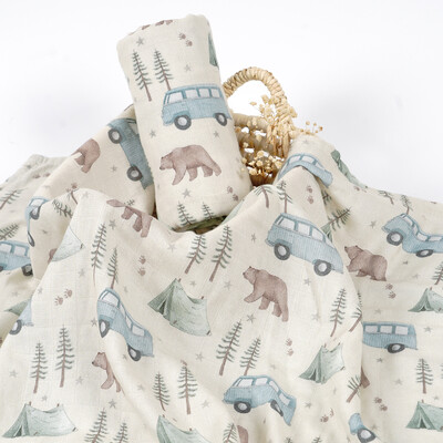 Σούπερ μαλακό μπαμπού, βαμβακερό μωρό με ψηφιακή εκτύπωση, πολύχρωμο μωρό μωρό κουβέρτα μουσελίνα 120*110 εκ.