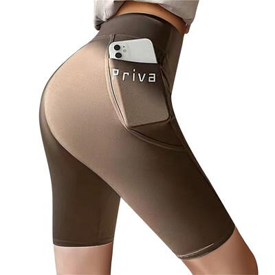 Pantaloni scurti de sport pentru gimnastică, fitness, pantaloni scurți push-up, pentru femei, yoga, slim fit, cu jumătate de pantaloni, elastic, cu talie înaltă, colanți subțiri de antrenament de vară