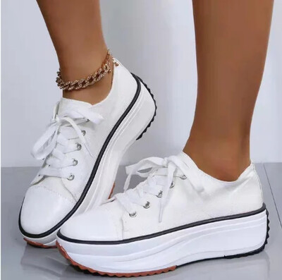 2022 Női Cipők Női Sportcipők Alacsony sarkú Platform hétköznapi cipők Tavaszi és őszi Fűzős kültéri csúszásmentes séta