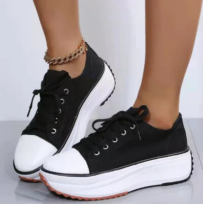 2022 Női Cipők Női Sportcipők Alacsony sarkú Platform hétköznapi cipők Tavaszi és őszi Fűzős kültéri csúszásmentes séta