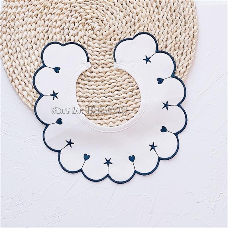 Nou bebeluș Bumbac Impermeabil Broderie Inimă Culoare Albă Saliva Prosop Esarfă Guler Modă Bavetă