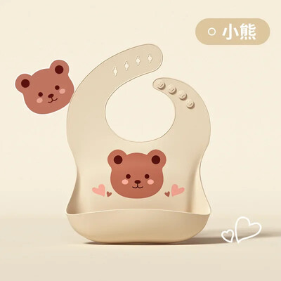 Αδιάβροχη μαλακή σιλικόνη μωρό μαντήλι σαλιάρα Cartoon Bear Cute Print Ρυθμιζόμενες σαλιάρες Πανάκια Ρεψίματος Ποδιές τροφοδοσίας μωρών Παιδιά που τρώνε