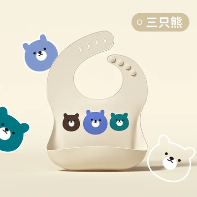 Αδιάβροχη μαλακή σιλικόνη μωρό μαντήλι σαλιάρα Cartoon Bear Cute Print Ρυθμιζόμενες σαλιάρες Πανάκια Ρεψίματος Ποδιές τροφοδοσίας μωρών Παιδιά που τρώνε