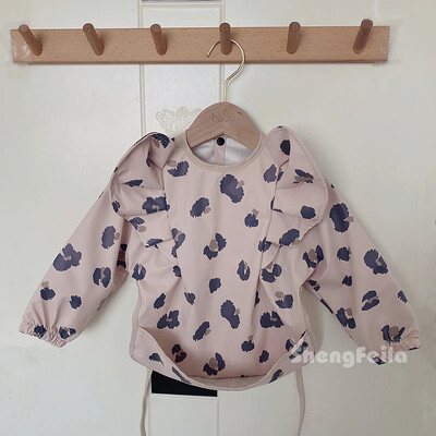 Bavete de hrănire pentru bebeluși cu buzunar pentru aripi de înger nou-născut pentru copii, impermeabil cu mânecă lungă, haină artistică pentru bebeluși, șorț de masă anti-murdar