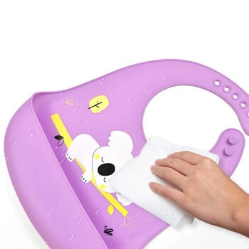 Baby Bibs Ποδιά μεσημεριανού γεύματος σιλικόνης αδιάβροχη μαλακή σάλιο που στάζει σαλιάρα μπανάνας, χαριτωμένα κινούμενα σχέδια, τυπωμένα παιδιά, κορίτσι, αγόρι, ρυθμιζόμενη