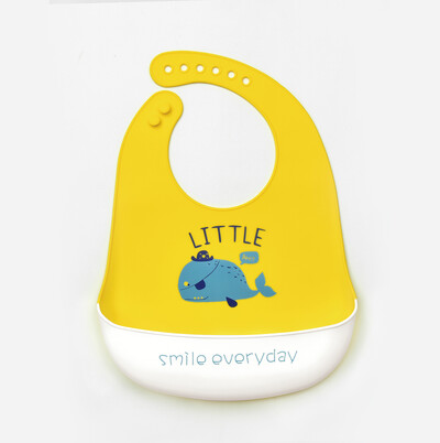 Baby Bibs Ποδιά μεσημεριανού γεύματος σιλικόνης αδιάβροχη μαλακή σάλιο που στάζει σαλιάρα μπανάνας, χαριτωμένα κινούμενα σχέδια, τυπωμένα παιδιά, κορίτσι, αγόρι, ρυθμιζόμενη