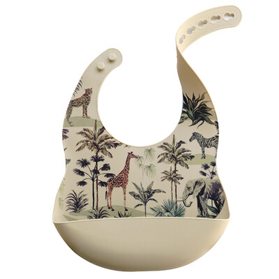 Modernas multfilmas, apdrukātas, ūdensnecaurlaidīgas, mīkstas, silikona priekšautiņi jaundzimušajiem, regulējami bērni, atraugas ar audumu, lai barotu bērnus