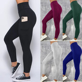 Nagy méretű zseb jóga nadrág női tömör fitnesz sport leggings magas derékú elasztikus edzőtermi harisnya Női futónadrág XXXL