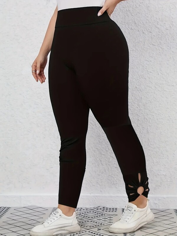Mărimea Plus 1XL-5XL Legging de performanță activ pentru damă, talie înaltă, de culoare uni, jambiere elastice, pantaloni pentru femei