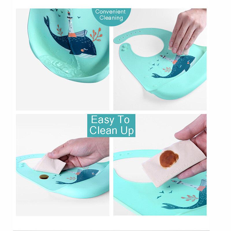 Noua bavetă pentru bebeluși, reglabilă în diferite stiluri, imagine cu animale, impermeabilă, cu picurare de saliva, silicon moale, comestibil, ca pentru cadou pentru copii