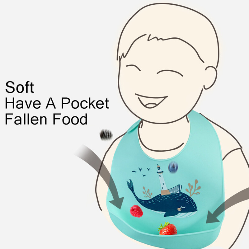 Noua bavetă pentru bebeluși, reglabilă în diferite stiluri, imagine cu animale, impermeabilă, cu picurare de saliva, silicon moale, comestibil, ca pentru cadou pentru copii