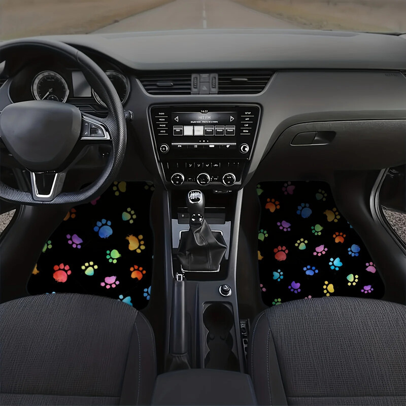 4 buc. Model de labe de câine drăguț Covoraș auto antiderapant Covor de mașină ușor de curățat și rezistent la uzură Covoraș universal pentru podea față și spate