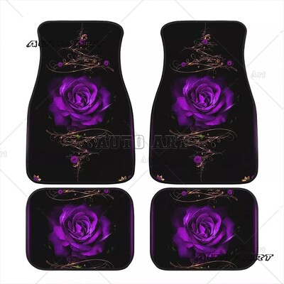 Blue Rose Πατάκια δαπέδου αυτοκινήτου Αντιολισθητικό Καουτσούκ Πατάκι Αυτοκινήτων Πατάκια Χαλιά Universal Fit Sedan Μπροστινά Πίσω Πατάκια Ποδιών Σετ 4 για Αυτοκίνητο