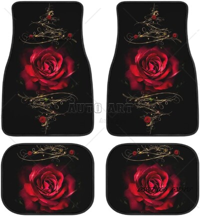 Blue Rose Πατάκια δαπέδου αυτοκινήτου Αντιολισθητικό Καουτσούκ Πατάκι Αυτοκινήτων Πατάκια Χαλιά Universal Fit Sedan Μπροστινά Πίσω Πατάκια Ποδιών Σετ 4 για Αυτοκίνητο