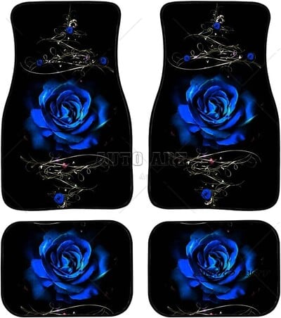 Blue Rose Πατάκια δαπέδου αυτοκινήτου Αντιολισθητικό Καουτσούκ Πατάκι Αυτοκινήτων Πατάκια Χαλιά Universal Fit Sedan Μπροστινά Πίσω Πατάκια Ποδιών Σετ 4 για Αυτοκίνητο