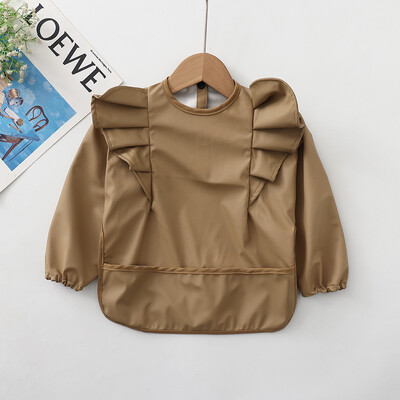 Bavetă moale impermeabilă pentru bebeluși, băiețel, fetiță, haină de pictură, șorț pentru masă pentru copii, cu mâneci lungi, bavete reglabile pentru hrănire