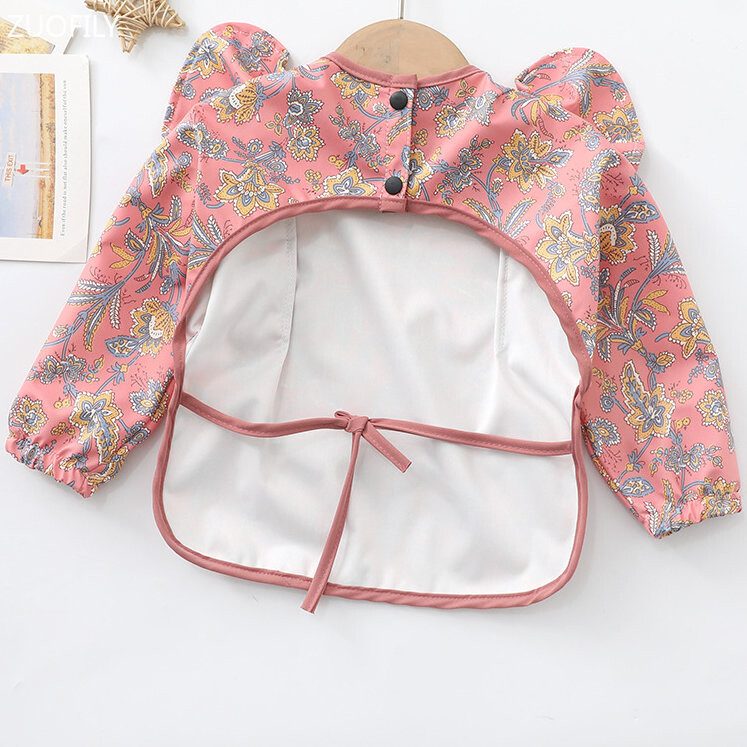 Bavetă moale impermeabilă pentru bebeluși, băiețel, fetiță, haină de pictură, șorț pentru masă pentru copii, cu mâneci lungi, bavete reglabile pentru hrănire