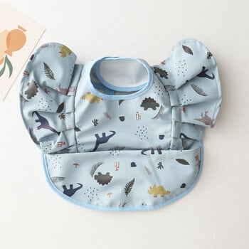 INS Nordic Style Baby Bibs Αδιάβροχο κοντό μανίκι με τροφοδοσία τσέπης Αδιάβροχη σαλιάρα Easy Clean Cute Elephant Bibs Soft PU