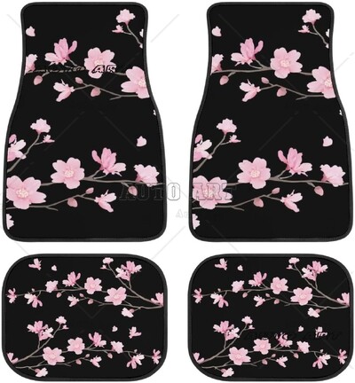 Cherry Blossom 4 buc. Covoare auto Covoare masina Seturi complete Potrivire universala pentru SUV Camioane Protectie orice vreme Covor auto pentru picioare