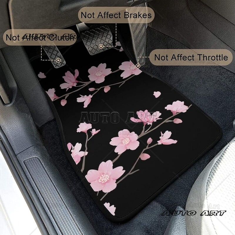 Cherry Blossom 4 buc. Covoare auto Covoare masina Seturi complete Potrivire universala pentru SUV Camioane Protectie orice vreme Covor auto pentru picioare