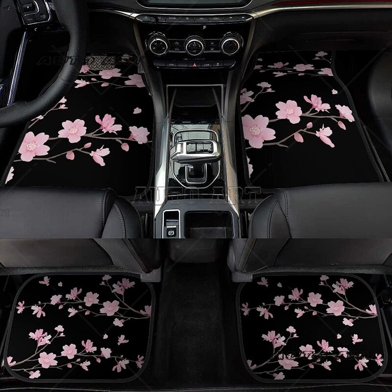 Cherry Blossom 4 buc. Covoare auto Covoare masina Seturi complete Potrivire universala pentru SUV Camioane Protectie orice vreme Covor auto pentru picioare