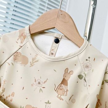 Cute Baby Bibs Μικρό παιδί Baberos Bavoir Αδιάβροχη μακρυμάνικη ποδιά Γελοιογραφία Ζώα Παιδιά που ταΐζουν Smock Bib Baby 0-5Y