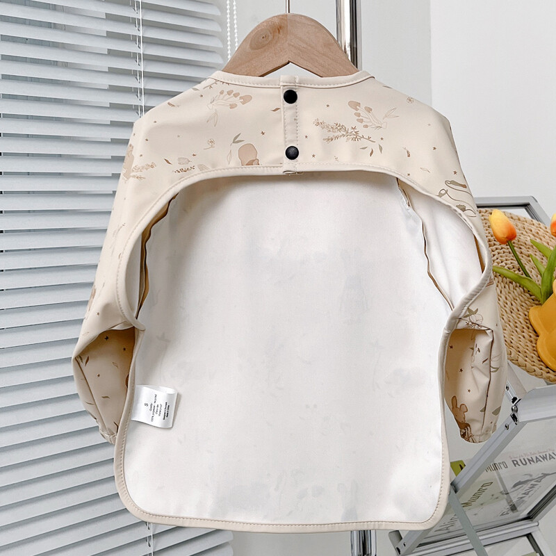 Aranyos előke kisgyermeknek Baberos Bavoir vízálló hosszú ujjú kötény Rajzfilm Állatok Gyermekek Etetés smock Bib Babacuccok 0-5Y