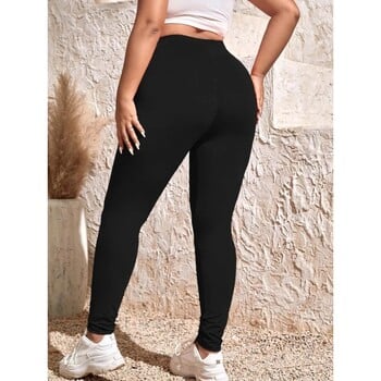 Γυναικείο XL-5XL Plus Size Casual ψηλόμεσο κολάν στενό μονόχρωμο στενό κολάν Συνδυάζεται με κοκαλιάρικο κολάν Commuter