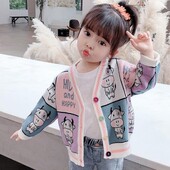 Φθινοπωρινό και χειμερινό πουλόβερ μονόχρωμο μονόχρωμο Ζακέτα για κορίτσια Κορεάτικη έκδοση στρογγυλή λαιμόκοψη Πουλόβερ CARTOON 2023 νέο