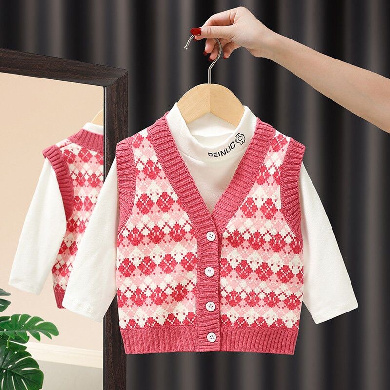 Φθινοπωρινό και χειμερινό πουλόβερ μονόχρωμο μονόχρωμο Ζακέτα για κορίτσια Κορεάτικη έκδοση στρογγυλή λαιμόκοψη Πουλόβερ CARTOON 2023 νέο