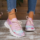 Pantofi de damă la promoție Pantofi vulcanizați noi de damă cu șireturi Toamnă plasă respirabilă culori mixte ocazional pantofi sport comozi