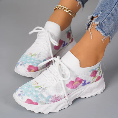 Pantofi de damă la promoție Pantofi vulcanizați noi de damă cu șireturi Toamnă plasă respirabilă culori mixte ocazional pantofi sport comozi