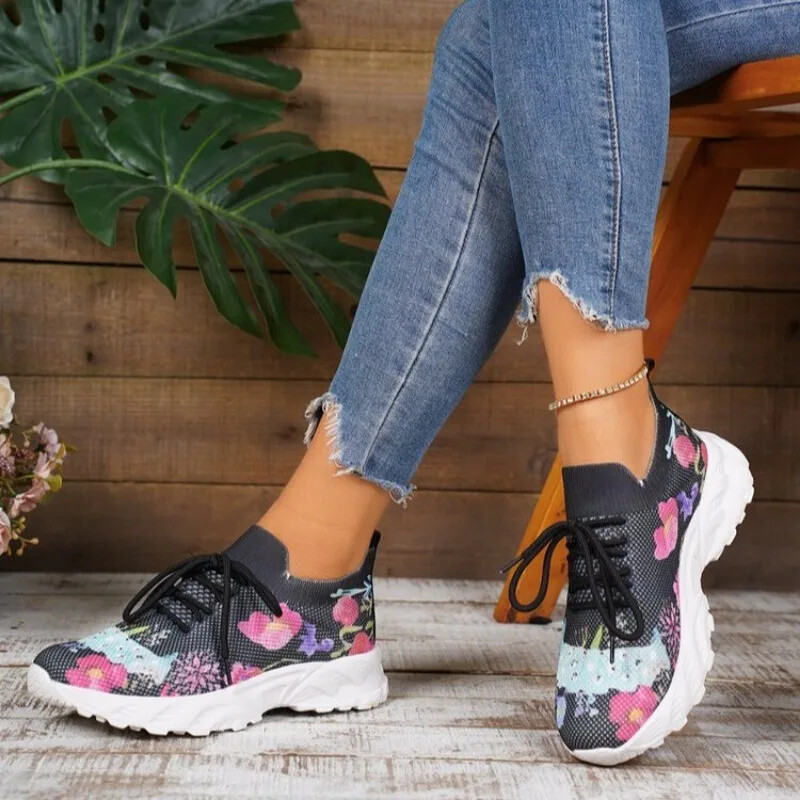 Pantofi de damă la promoție Pantofi vulcanizați noi de damă cu șireturi Toamnă plasă respirabilă culori mixte ocazional pantofi sport comozi