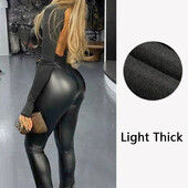 Nagy méretű téli PU bőr nadrágok női vastagított meleg legging magas derekú leggings fekete bőr nadrág női