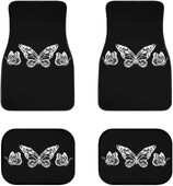 Butterfly mustade auto põrandamattide komplekt eesmiste ja tagumiste vooderdiste jaoks, Universal Fit vaipkattega põrandamattide komplekt 4 tk maasturitele, kaubikutele, sedaanidele