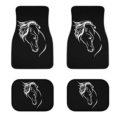 Butterfly mustade auto põrandamattide komplekt eesmiste ja tagumiste vooderdiste jaoks, Universal Fit vaipkattega põrandamattide komplekt 4 tk maasturitele, kaubikutele, sedaanidele