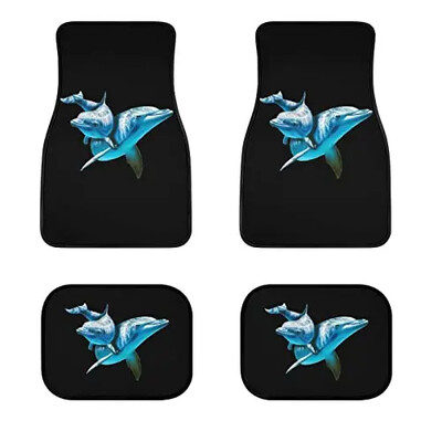 Butterfly mustade auto põrandamattide komplekt eesmiste ja tagumiste vooderdiste jaoks, Universal Fit vaipkattega põrandamattide komplekt 4 tk maasturitele, kaubikutele, sedaanidele