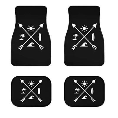 Butterfly mustade auto põrandamattide komplekt eesmiste ja tagumiste vooderdiste jaoks, Universal Fit vaipkattega põrandamattide komplekt 4 tk maasturitele, kaubikutele, sedaanidele