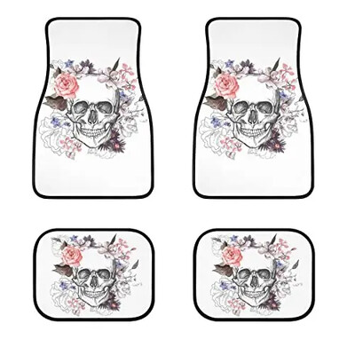 Butterfly mustade auto põrandamattide komplekt eesmiste ja tagumiste vooderdiste jaoks, Universal Fit vaipkattega põrandamattide komplekt 4 tk maasturitele, kaubikutele, sedaanidele