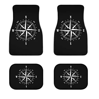 Butterfly mustade auto põrandamattide komplekt eesmiste ja tagumiste vooderdiste jaoks, Universal Fit vaipkattega põrandamattide komplekt 4 tk maasturitele, kaubikutele, sedaanidele